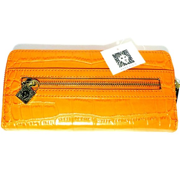 ANNE KLEIN - Trendy Orange Zip Around Wallet - ALLIGATOR ALLEY SLGS - Picture 2 of 7